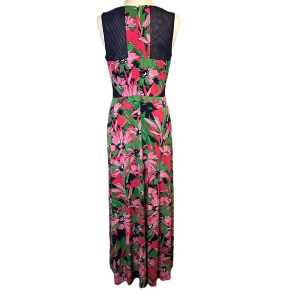 Taylor Navy Blue Pink Floral Sleeveless Maxi Dress - Picture 3 of 8